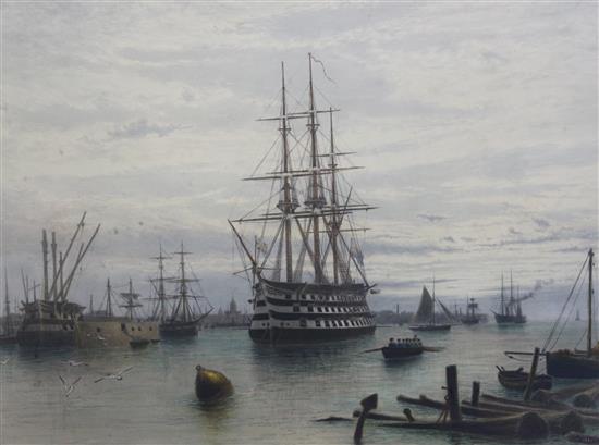 Fred Miller (19th C.) Portsmouth Harbour 17 x 24in.